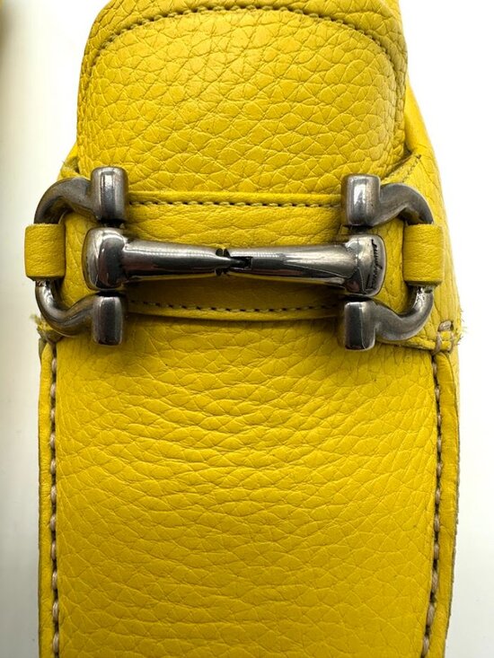 Salvatore Ferragamo Yellow Leather Driver Loafers‎ Shoes New  Sz 7 main image 9